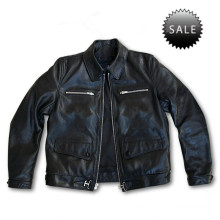Classical black leather pilot jacket for men